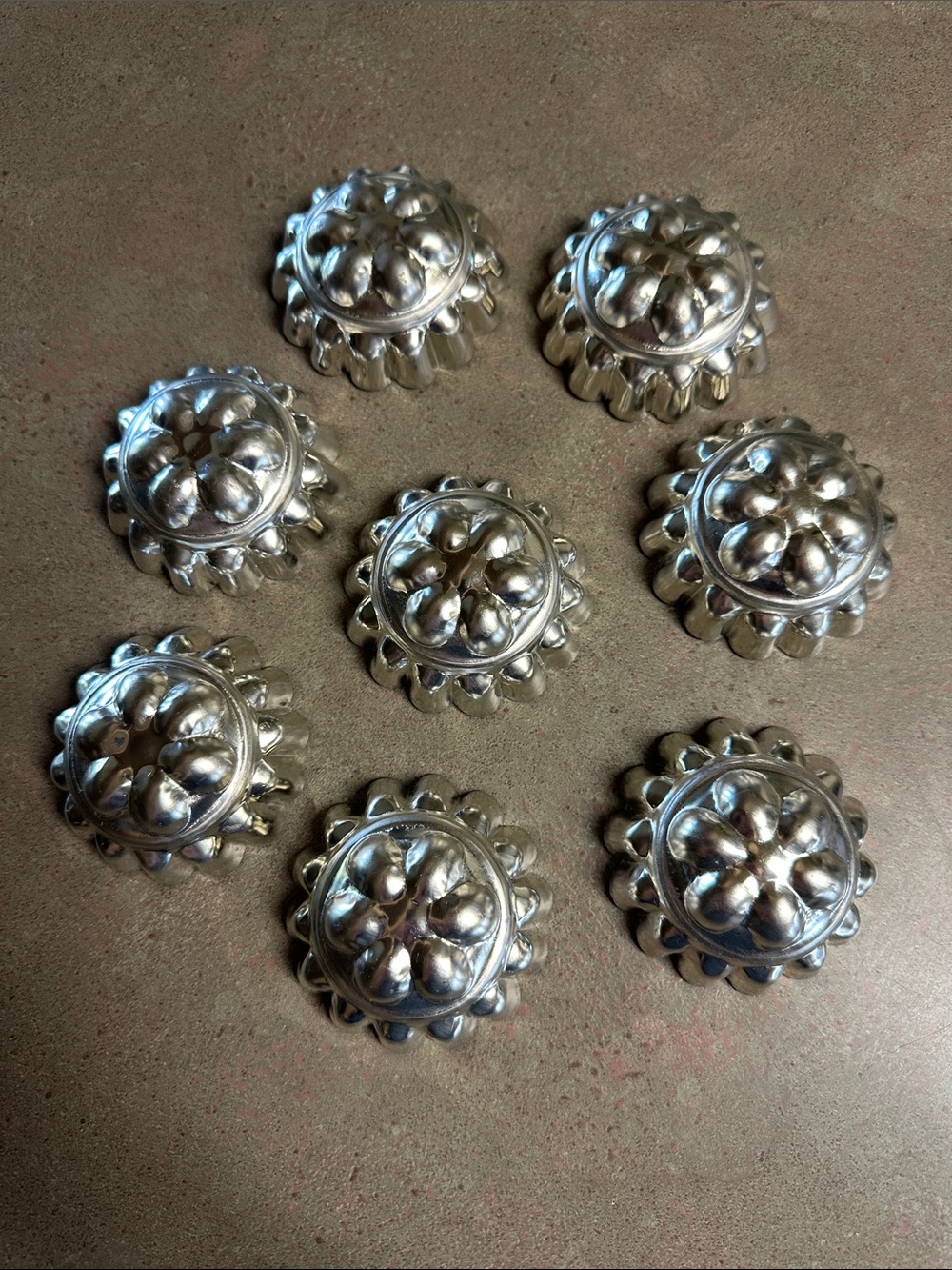 Set of 8 Vintage Aluminum Floral Molds for Cakes Gelatin Candy